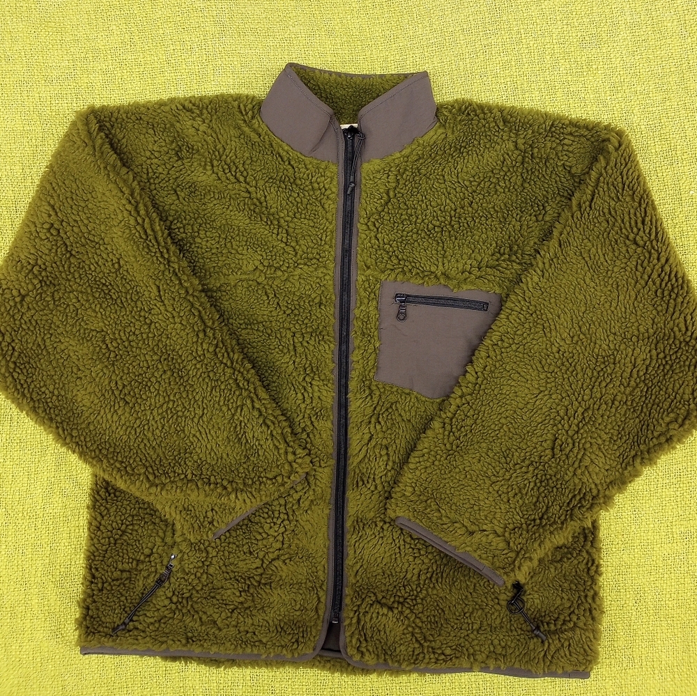 K-two studios army green fleece deep pile jacket